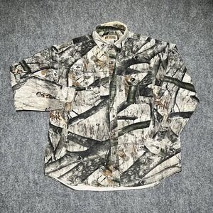 Russell Outdoors Camo Explorer Button Shirt Mossy Oak Hunting Men XL Long Sleeve